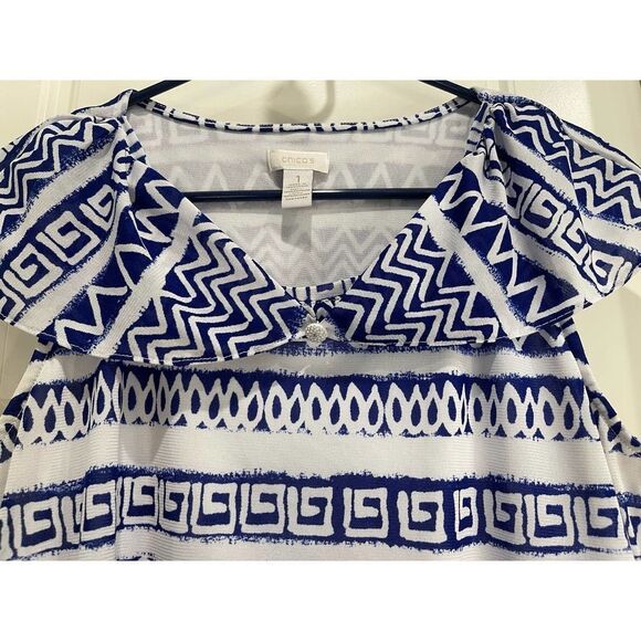 Chico’s size M blue and white top - Picture 2 of 6